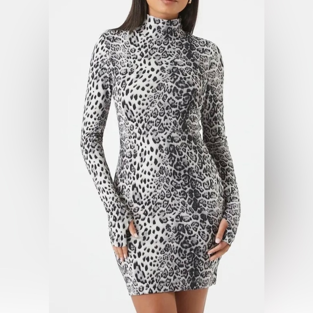 Leopard Print Long Sleeve Dress